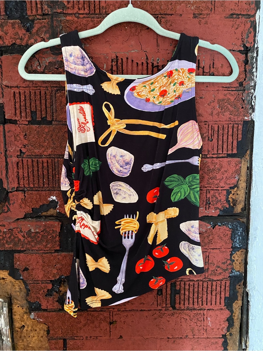 Lisa Says Gah Women’s Black Tank and Skort ~ Buon Appetito Print, Size Small - Picture 10 of 15
